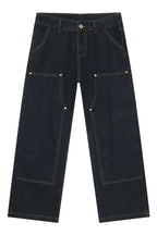 Men's Wide Straight Leg Jeans with Pockets