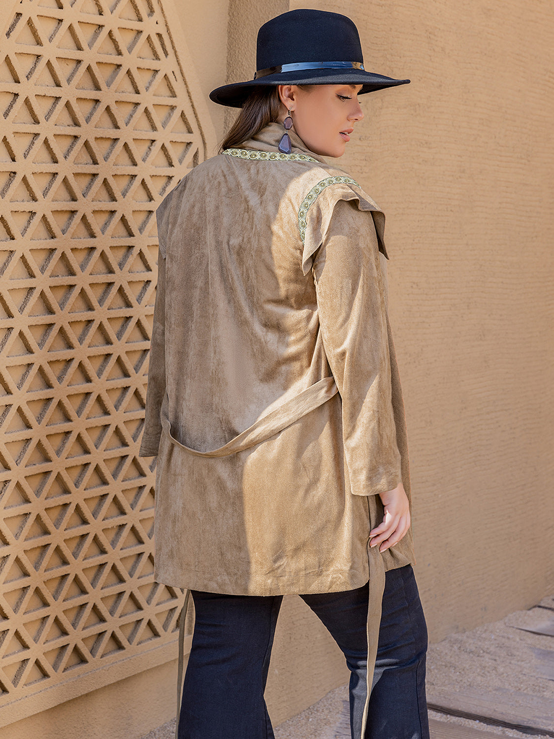 Plus Size Long Sleeve Tie Waist Cardigan Zweitbild