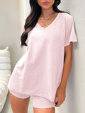 V-Neck T-Shirt and Shorts Set - felvior