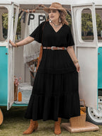 Plus Size Tie Neck Flutter Sleeve Dress