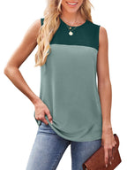 Color Block Round Neck Tank