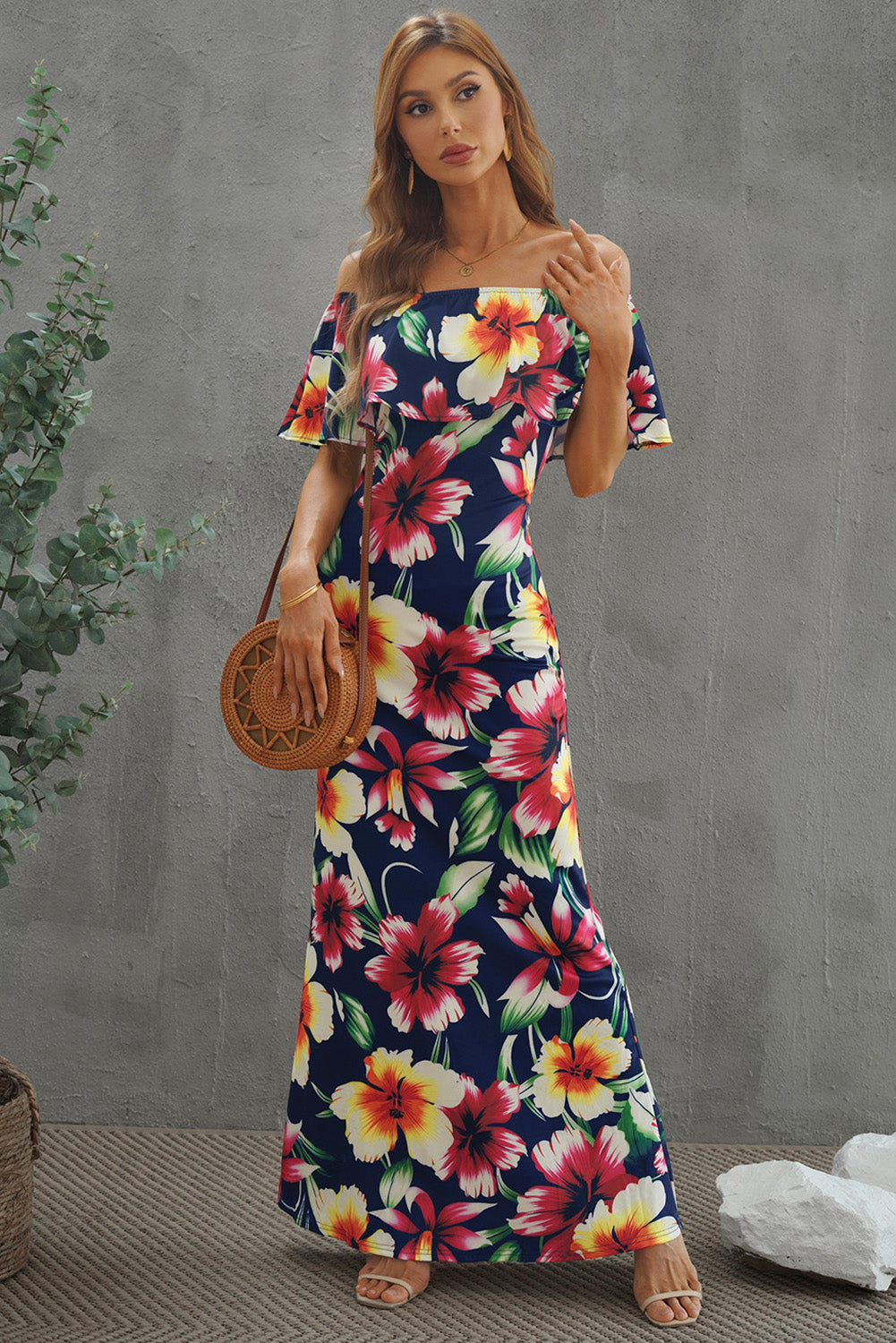 Floral Layered Off-Shoulder Maxi Dress Hauptbild