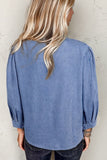 Bow Tie Long Sleeve Denim Top - felvior