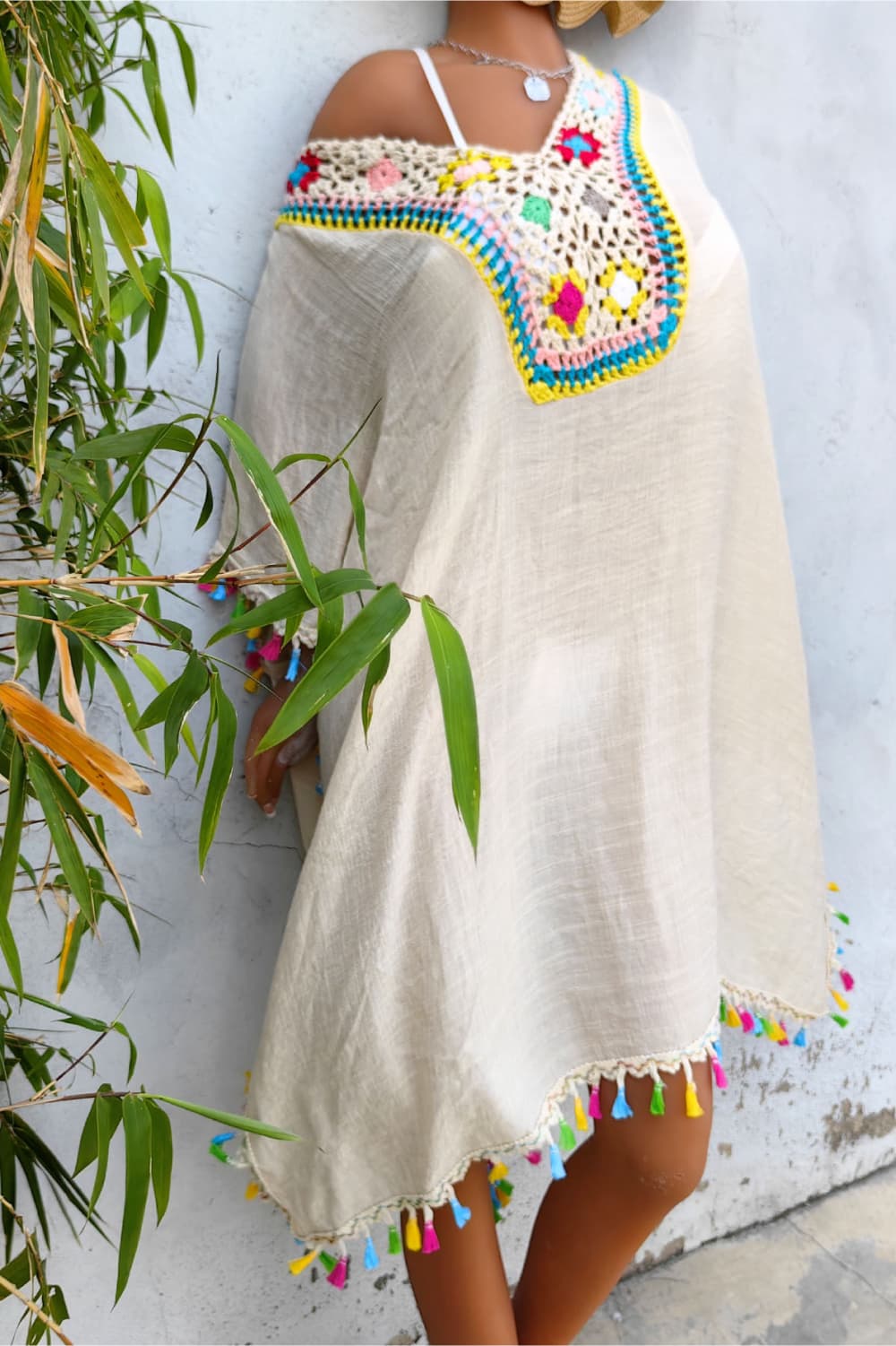 Tassel Detail Embroidery Dress - felvior