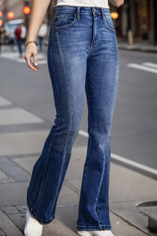 Plus Size High Waist Flare Jeans - felvior