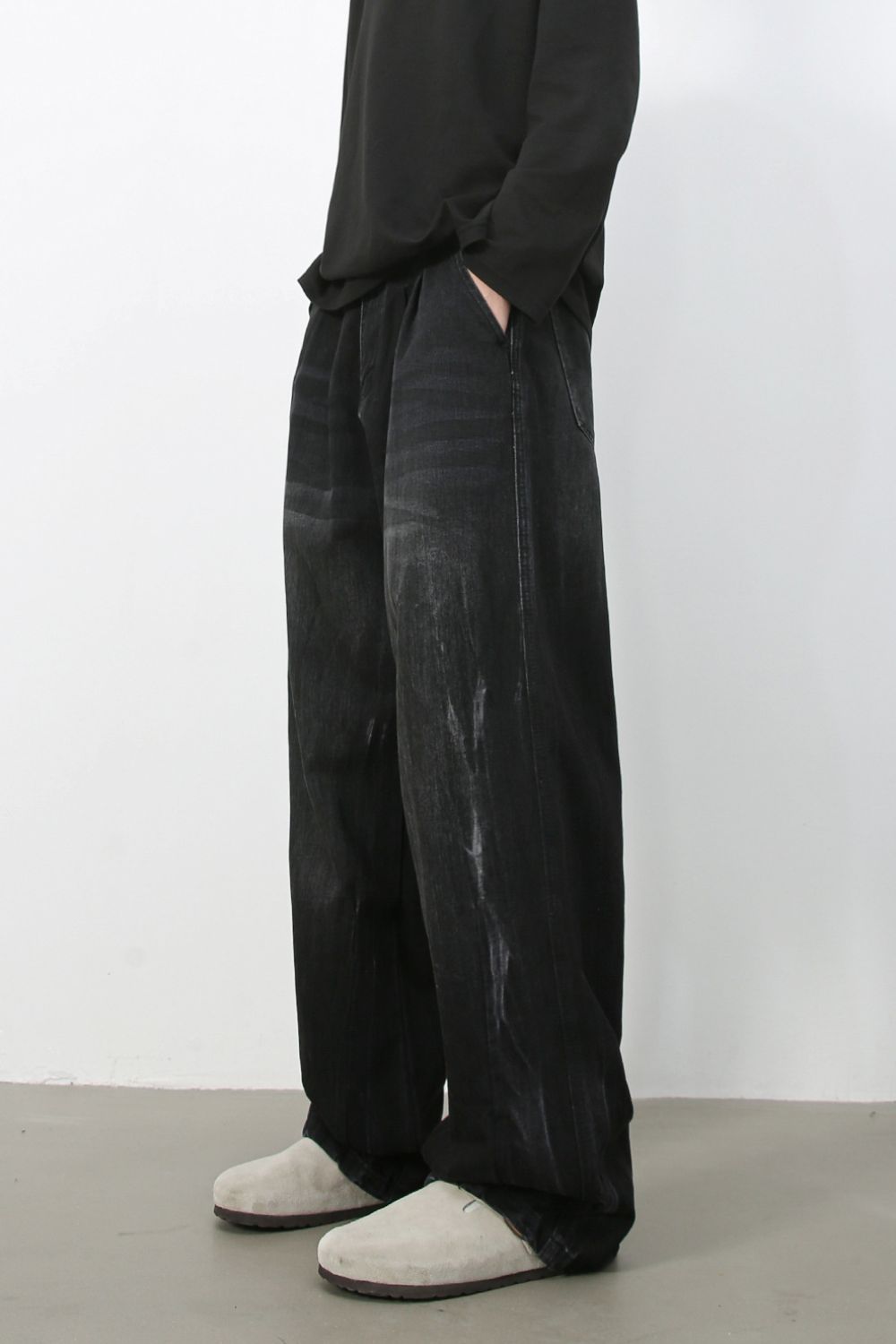 Men's High Waist Washed Jeans