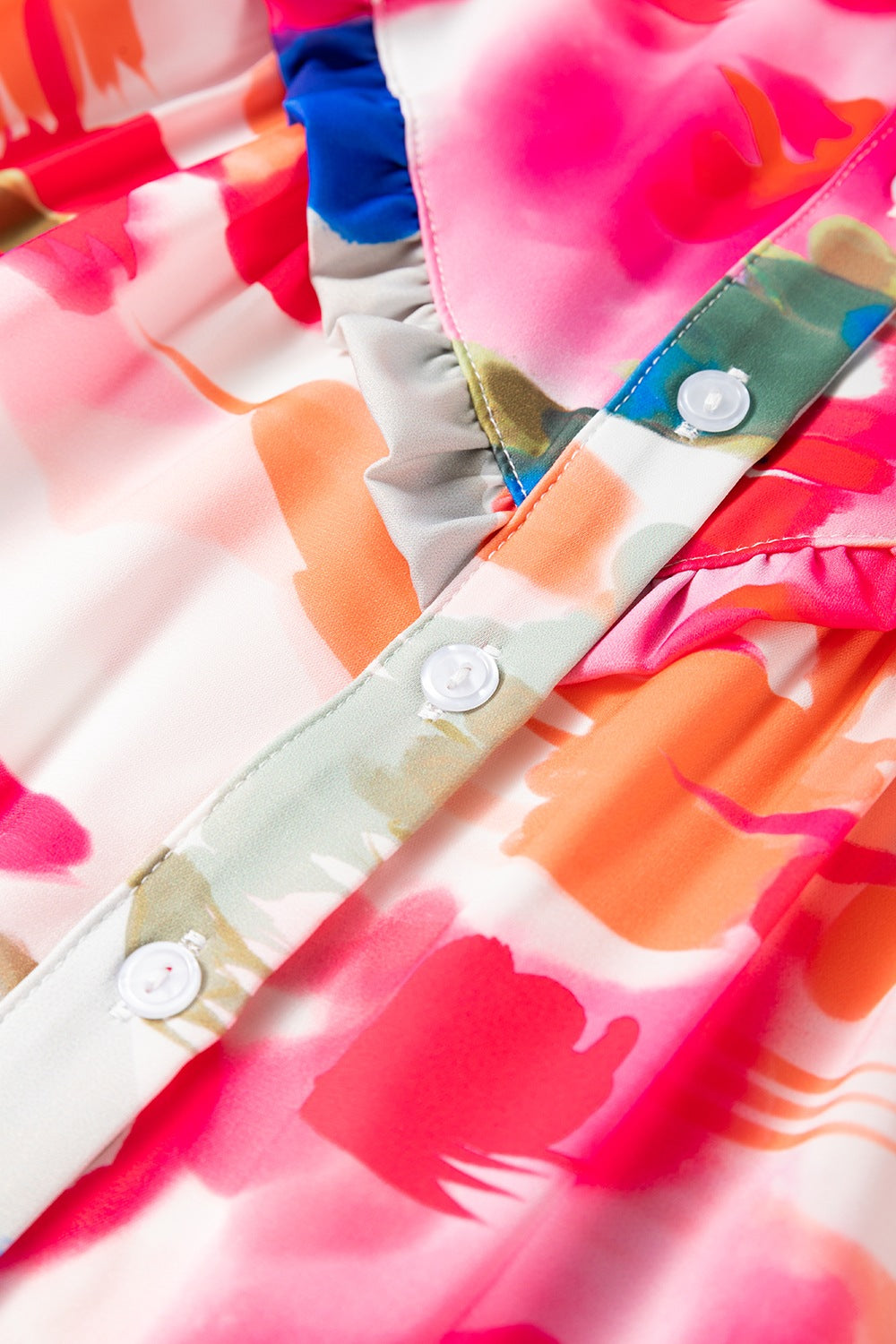 Abstract Print Collared Neck Long Sleeve Shirt - felvior