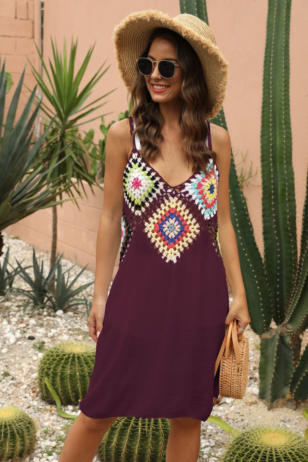 Openwork Sleeveless Embroidery Dress - felvior