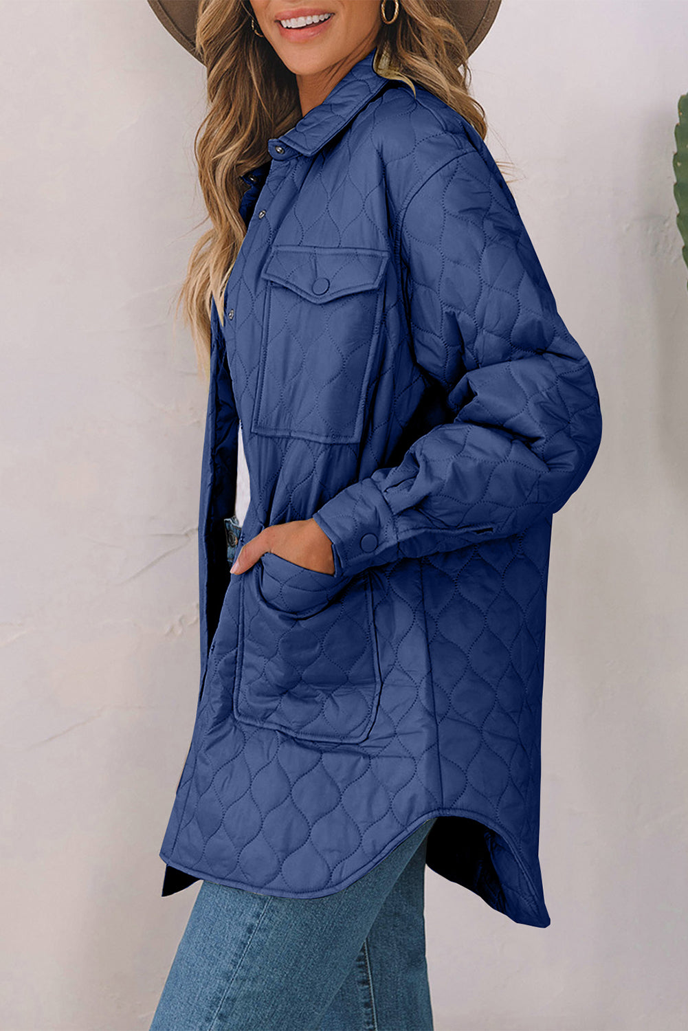 Snap Down Collared Winter Coat - felvior