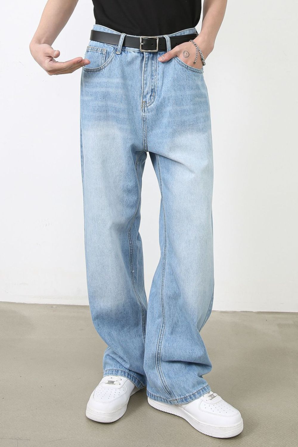 Men's Wide Straight Jeans with Pockets Zweitbild