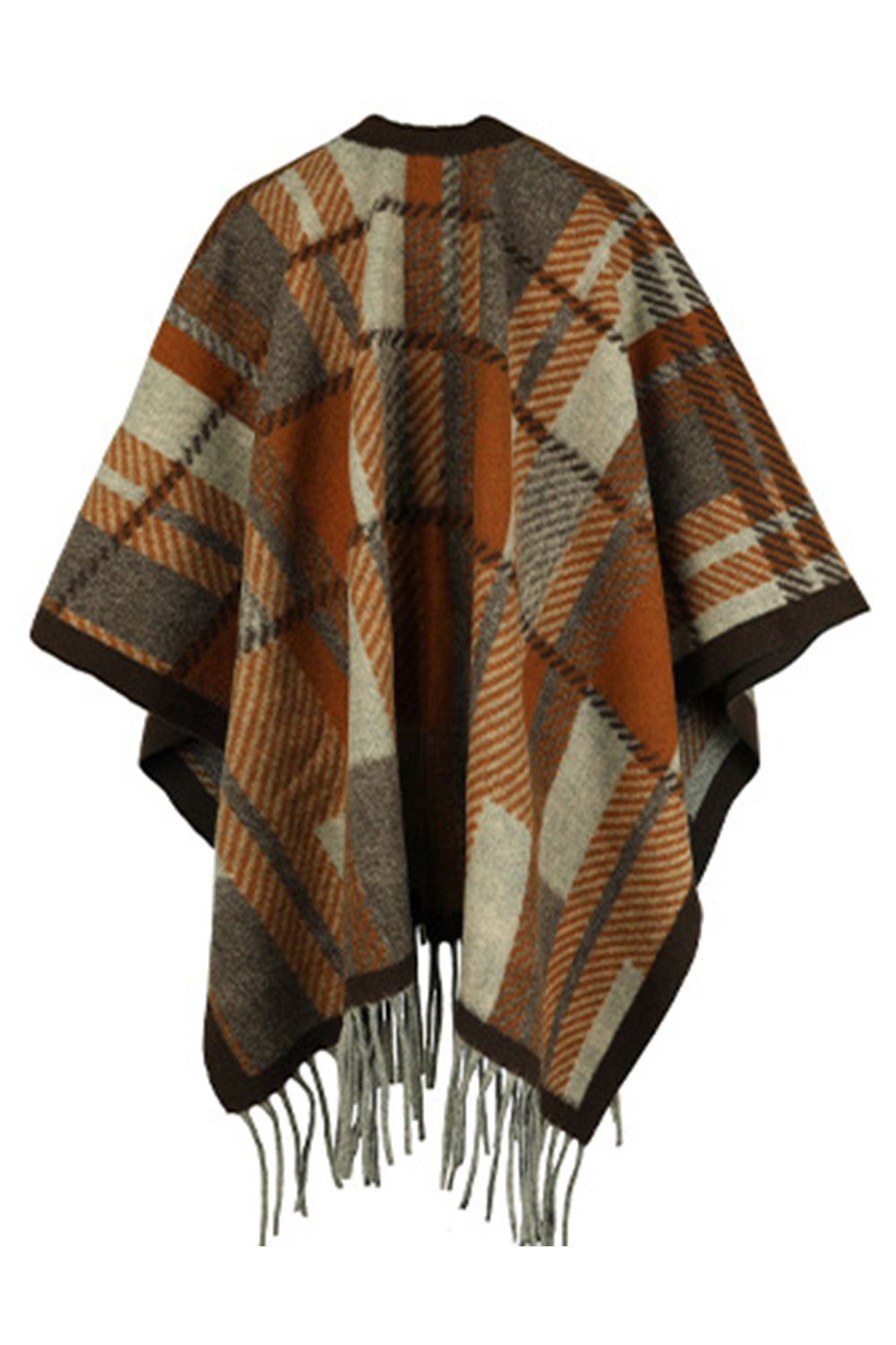 Cloak Sleeve Fringe Detail Poncho - felvior