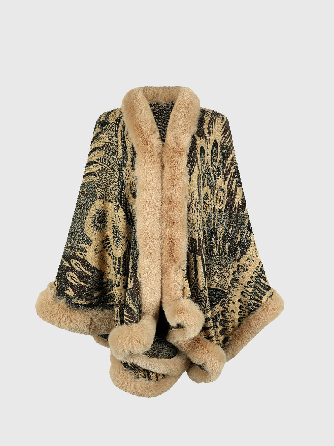 Printed Open Front Poncho - felvior