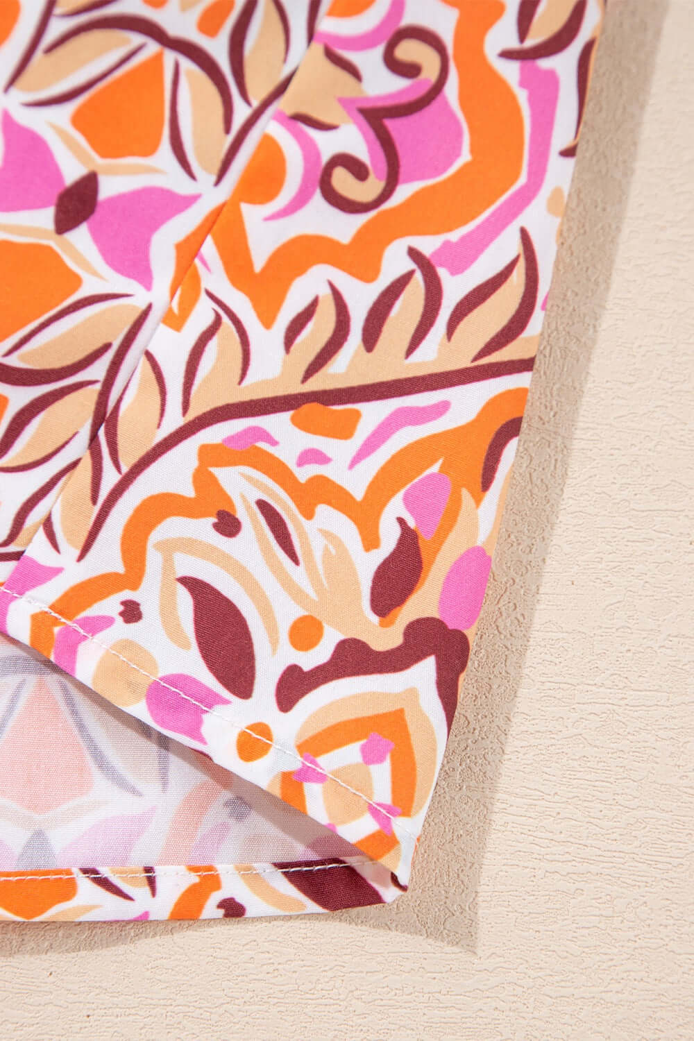 Printed Tie Neck Long Sleeve Mini Dress