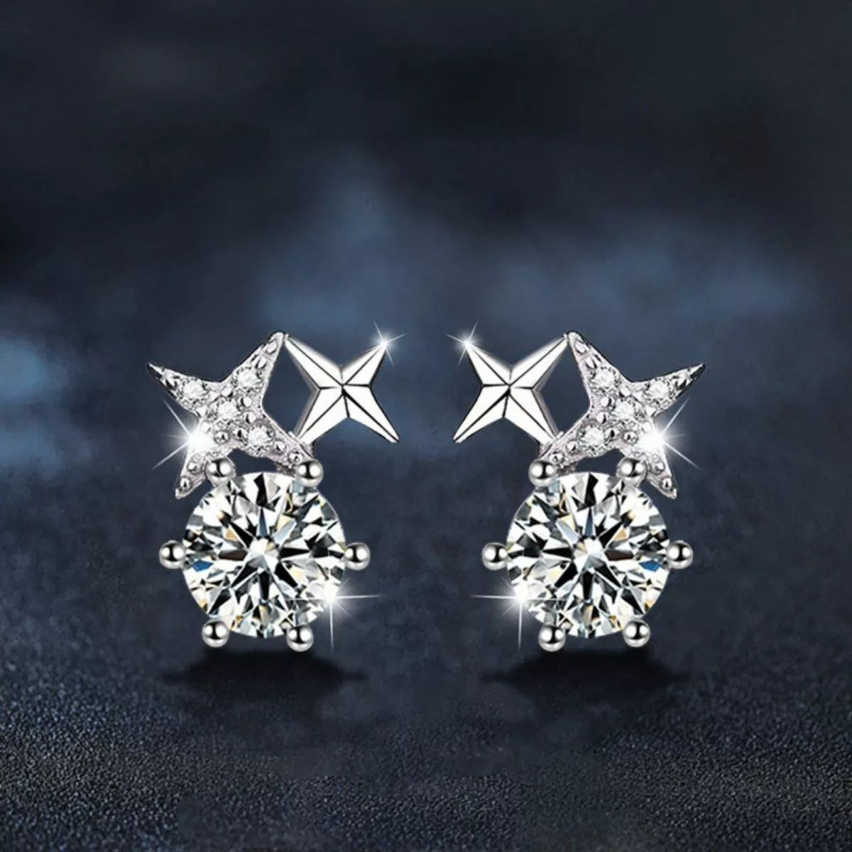 925 Sterling Silver Moissanite Stud Earrings Secondary image
