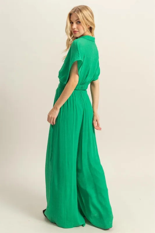 HYFVE Kimono Sleeve Crop Top and Wide Leg Pants Set - felvior
