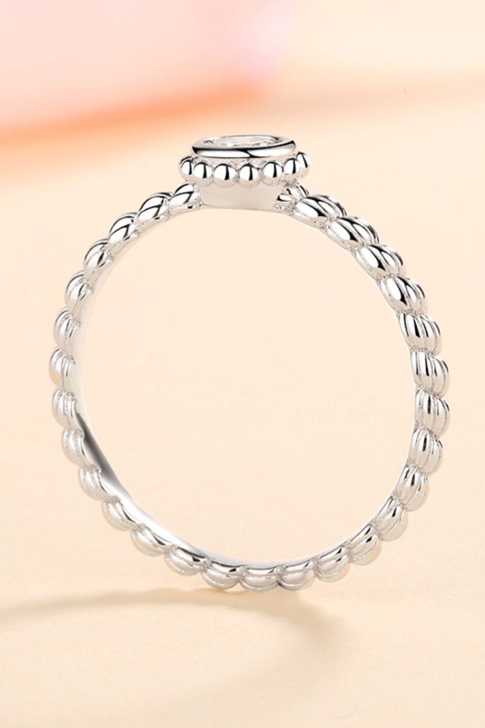 Moissanite Rhodium-Plated Ring Secondary image