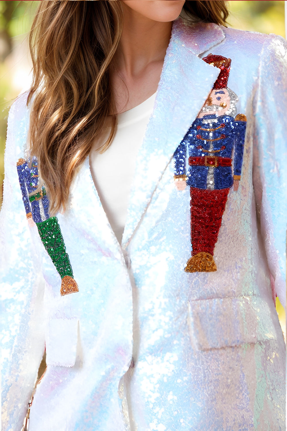 Sequin Nutcracker Long Sleeve Blazer - felvior