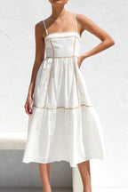 Contrast Trim Square Neck Midi Cami Dress