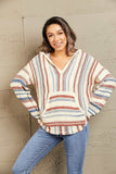 Striped Hooded Sweater with Kangaroo Pocket - felvior