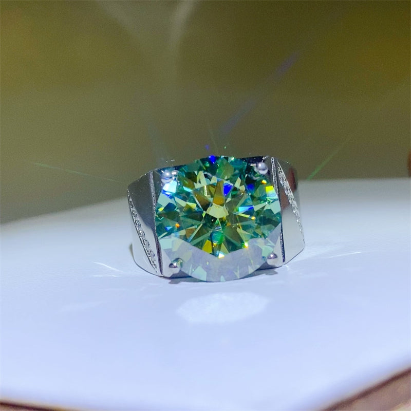 10 Carat Moissanite 925 Sterling Silver Signet Ring - felvior