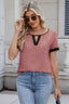 Cutout Round Neck Short Sleeve Top