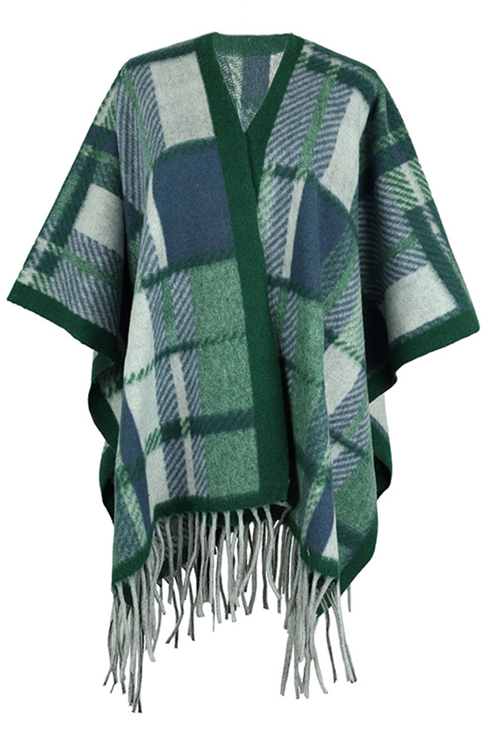 Cloak Sleeve Fringe Detail Poncho - felvior