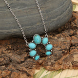 Artificial Turquoise Alloy Pendant Necklace - felvior