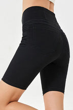 Basic Bae Asymmetrical Waist Denim Shorts with Pockets