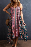Printed V-Neck Midi Cami Dress - felvior