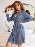 Tied Solid Lounge Nightgown with Pockets - felvior