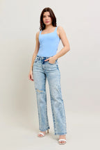 Judy Blue Full Size Hw Mineral Wash Destroy 90's Straight Jeans Plus Size