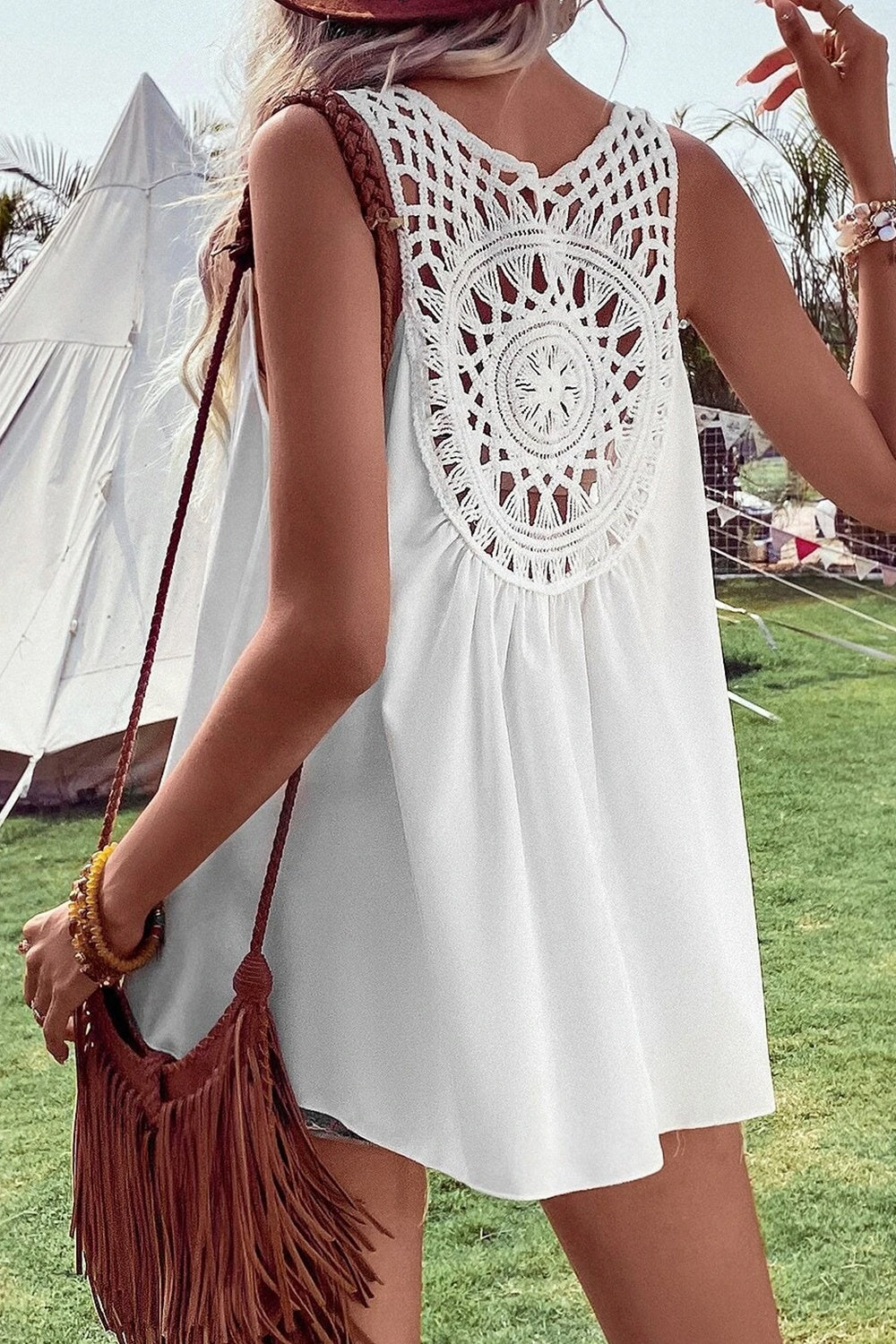 Openwork V-Neck Tank - felvior