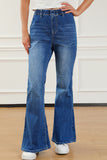 Elastic Waist Bootcut Jeans with Pockets - felvior