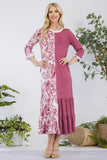 Celeste Full Size Contrast Tie Dye Ruffled Midi Dress Plus Size - felvior