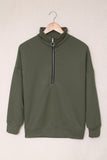 Side Slit Half Zip Long Sleeve Sweatshirt