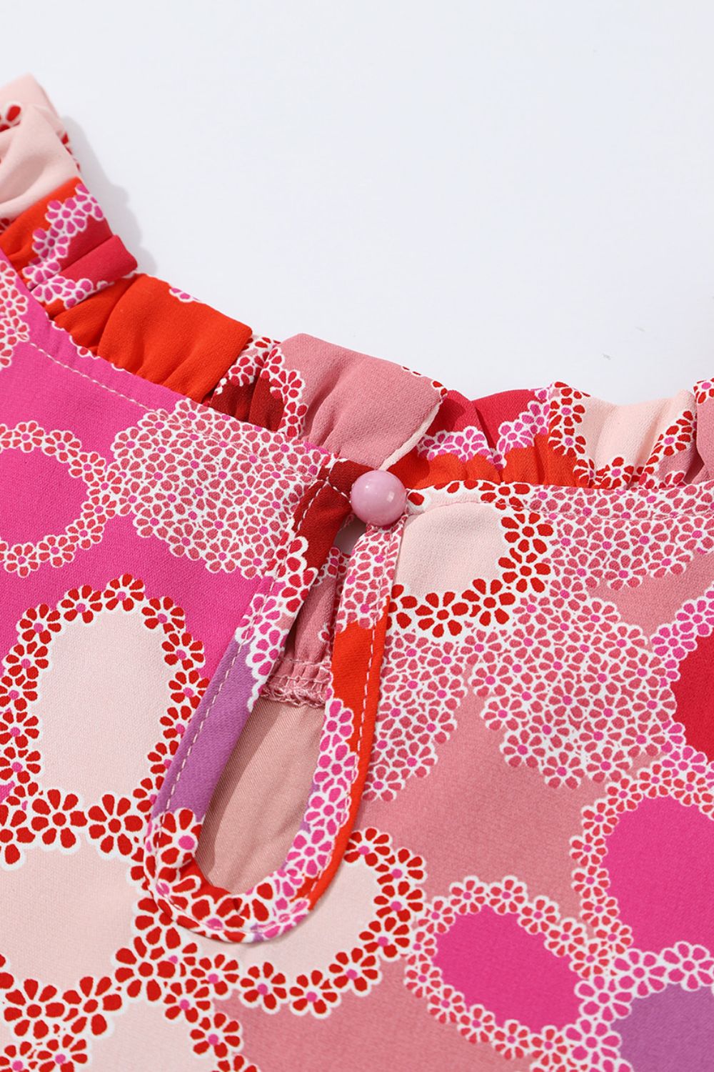 Embroidered Detail Floral Ruffle Cap Sleeve Blouse - felvior