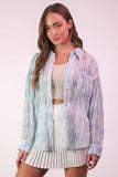 VERY J Plus Size Oversized Printed Button Up Shirt - felvior