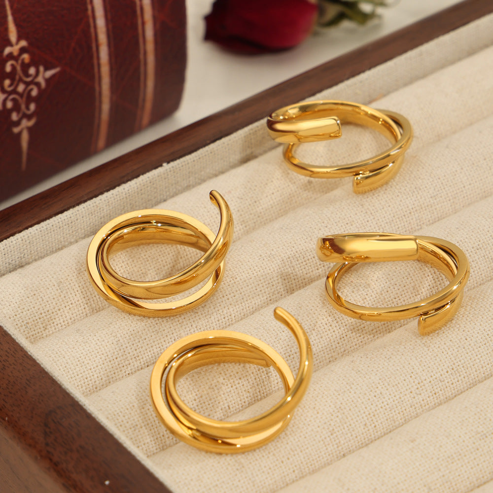 Titanium Steel Layered Wrap Ring - felvior