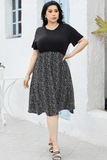 Round Neck Short Sleeve Printed Dress - felvior