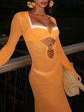 Slit Plunge Flare Sleeve Cover-Up Dress - felvior
