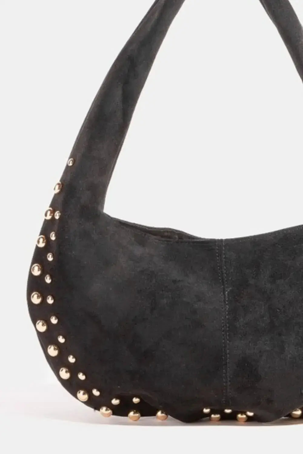 Fame Metallic Studded Faux Suede Hand Bag
