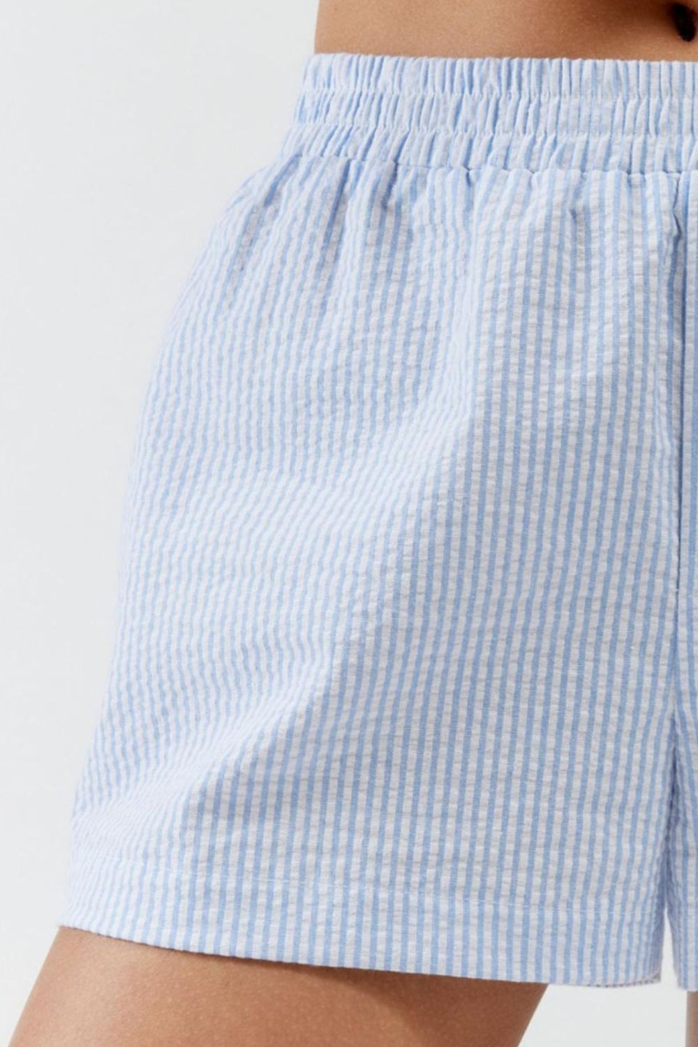 Striped Elastic Waist Shorts - felvior