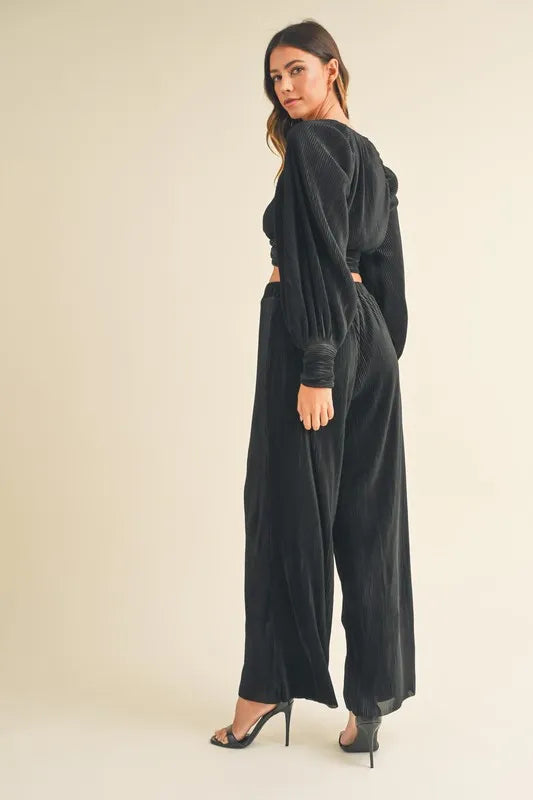 MABLE Front Twisted Long Sleeve Top and Pants Set - felvior
