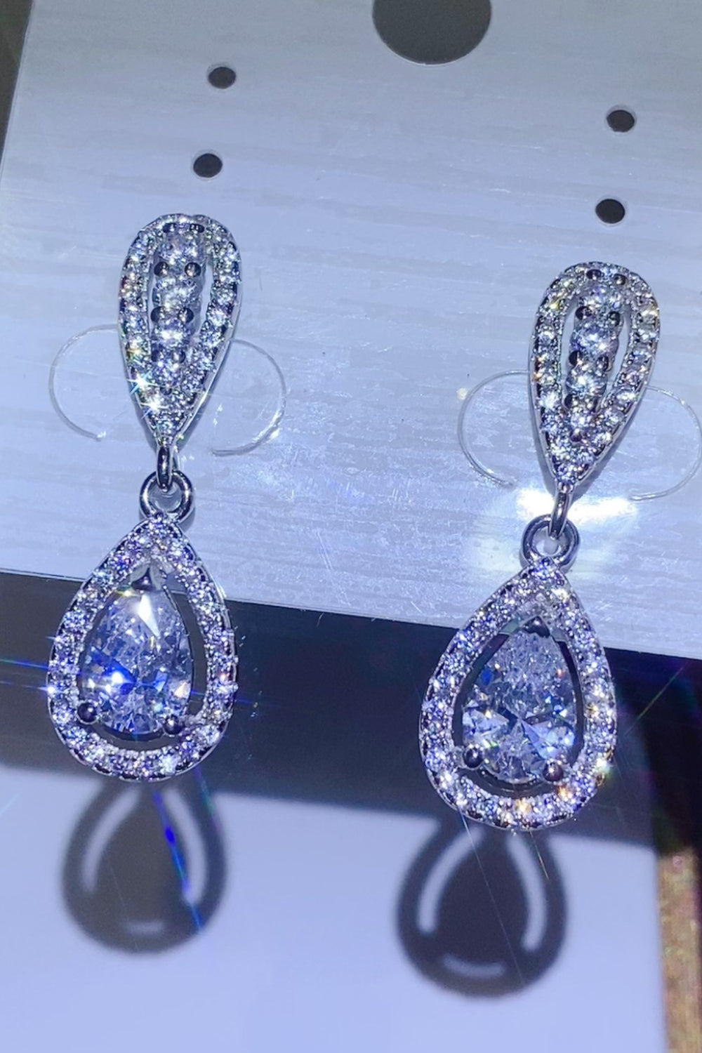 2 Carat Moissanite 925 Sterling Silver Teardrop Earrings - felvior