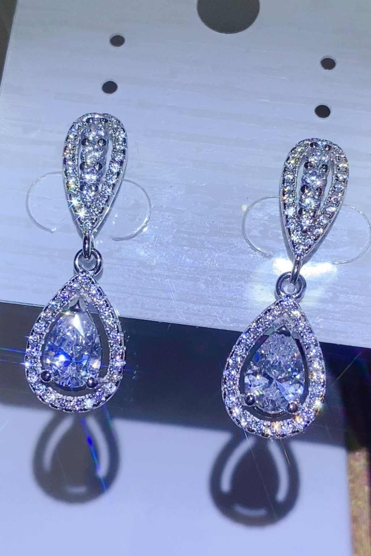 2 Carat Moissanite 925 Sterling Silver Teardrop Earrings - felvior