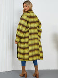 Contrast Double-Breasted Long Sleeve Longline Coat - felvior