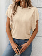Round Neck Flutter Sleeve T-Shirt