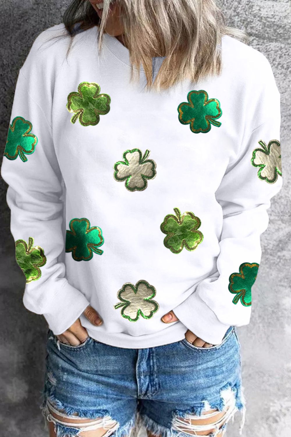 Lucky Clover Rundhals Langarm-Sweatshirt Zweitbild