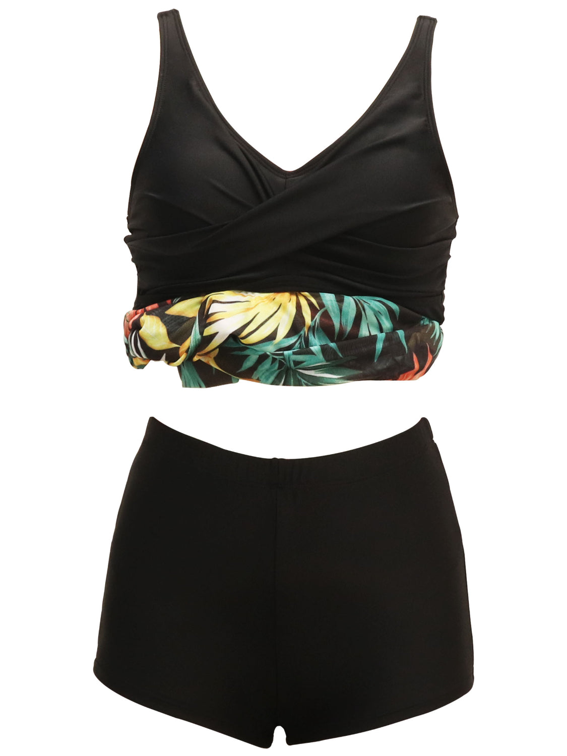 Printed Wide Strap Two-Piece Swim Set - felvior