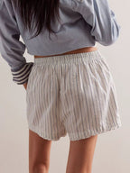 Striped Elastic Waist Shorts